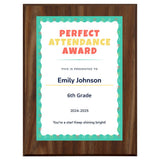 Perfect Attendance Award Personalized (Wooden) Wall Plaque With Easel Acrylic Stand | Certificates & Achievements