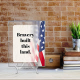 Signs ByLITA Personalized Acrylic Award Plaque with Honor Faded US Flag Design – Custom Engraved Clear Desk Award, Recognition Gift, Office Decor (Multiple Sizes)