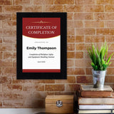 Certificate of Completion (Wooden) Wall Plaque With Easel Acrylic Stand | Certificates & Achievements Personalized Wall Prints (Plaques)