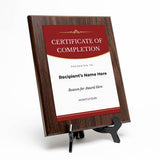 Certificate of Completion (Wooden) Wall Plaque With Easel Acrylic Stand | Certificates & Achievements Personalized Wall Prints (Plaques)