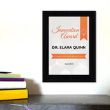 Innovation Award (Wooden) Wall Plaque With Easel Acrylic Stand | Certificates & Achievements Personalized Wall Prints (Plaques)