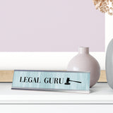 Legal Guru, Gavel, Silver Frame Novelty Desk Sign (2 x 8")