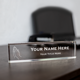 Church Themed, Praying Hands, Personalized Acrylic Desk Sign (2 x 10")