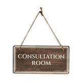 Consultation Room 5" x 10" Hanging Wall or Door Sign | Legal and Court House Rustic Twine Signage