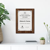 Scholarship Award Certificate (Wooden) Wall Plaque With Easel Acrylic Stand | Certificates & Achievements Personalized Wall Prints (Plaques)