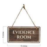 Evidence Room 5" x 10" Hanging Wall or Door Sign | Legal and Court House Rustic Twine Signage