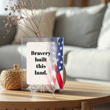 Signs ByLITA Personalized Acrylic Award Plaque with Honor Faded US Flag Design – Custom Engraved Clear Desk Award, Recognition Gift, Office Decor (Multiple Sizes)