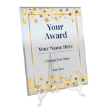 Signs ByLITA Personalized Acrylic Award Plaque with Golden Stars Design – Custom Engraved Clear Desk Award, Recognition Gift, Office Decor (Multiple Sizes)