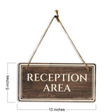 Reception Area 5" x 10" Hanging Wall or Door Sign | Legal and Court House Rustic Twine Signage
