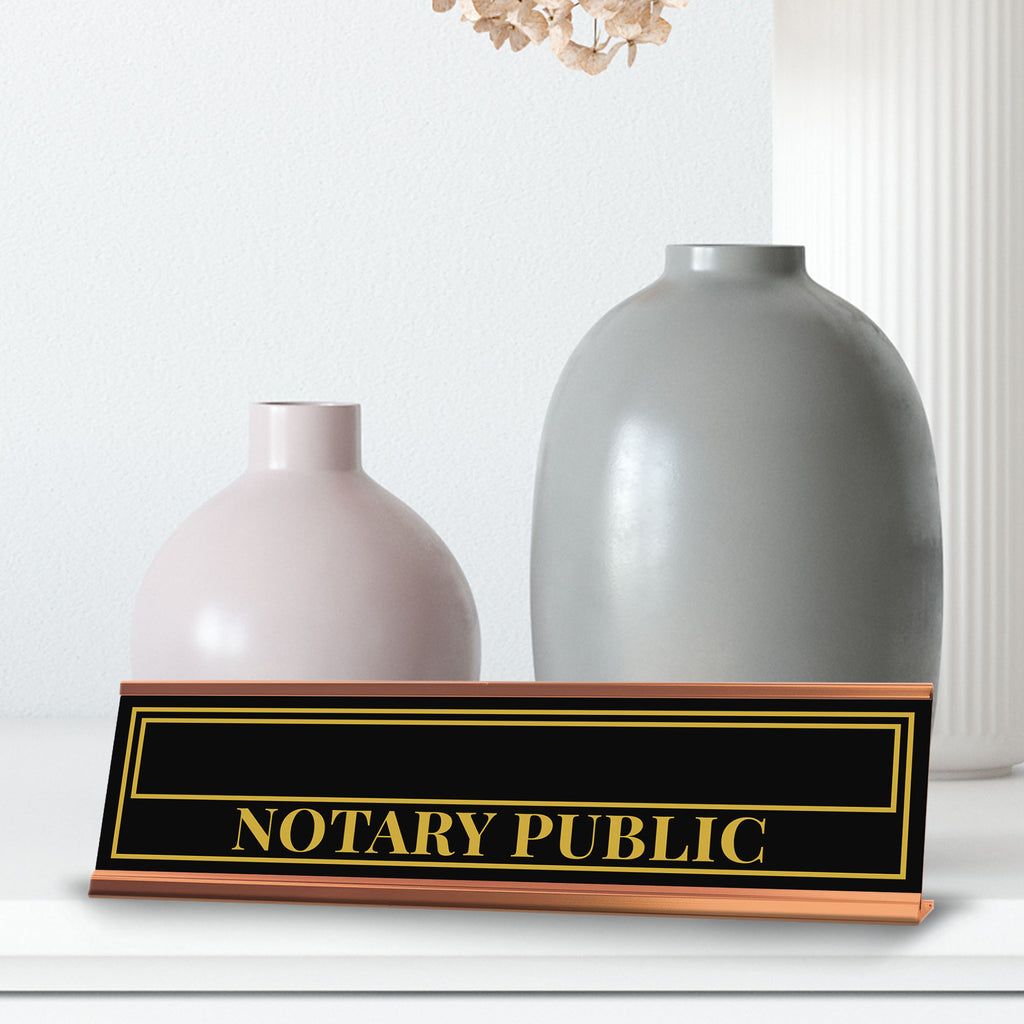 Signs ByLITA Custom Name Notary Public Gold Frame Desk Sign (2x8 ...