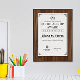 Scholarship Award Certificate (Wooden) Wall Plaque With Easel Acrylic Stand | Certificates & Achievements Personalized Wall Prints (Plaques)