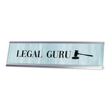 Legal Guru, Gavel, Silver Frame Novelty Desk Sign (2 x 8")