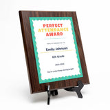 Perfect Attendance Award Personalized (Wooden) Wall Plaque With Easel Acrylic Stand | Certificates & Achievements