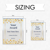 Signs ByLITA Personalized Acrylic Award Plaque with Golden Stars Design – Custom Engraved Clear Desk Award, Recognition Gift, Office Decor (Multiple Sizes)