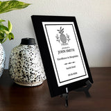 Hospitality Theme Customizable Black Frame Award Plaque | Easel Mount Option | Recognition of Achievement and Service Personalizable Plaques