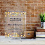 Signs ByLITA Personalized Acrylic Award Plaque with Golden Stars Design – Custom Engraved Clear Desk Award, Recognition Gift, Office Decor (Multiple Sizes)