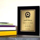 Employee Of The Month Customizable Black Frame Award Plaque | Easel Mount Option | Recognition of Achievement and Service Personalizable Plaques