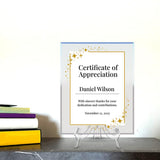 Signs ByLITA Personalized Acrylic Award Plaque with Corner Stars Design – Custom Engraved Clear Desk Award, Recognition Gift, Office Decor (Multiple Sizes)