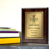 Hospitality Theme Customizable Award Plaque | Recognition of Achievement and Service Personalizable Plaques