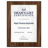 Dean’s List Certificate Personalized (Wooden) Wall Plaque With Easel Acrylic Stand | Certificates & Achievements
