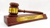 Personalized Hardwood Wooden Judge Gavel and Stand Set with Customized Award Stand