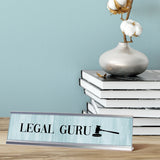 Legal Guru, Gavel, Silver Frame Novelty Desk Sign (2 x 8")