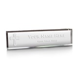 Church Themed, Cross Design Personalized Acrylic Desk Sign (2 x 10")