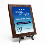 Safety Award (Wooden) Wall Plaque With Easel Acrylic Stand | Certificates & Achievements Personalized Wall Prints (Plaques)
