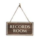 Records Room 5" x 10" Hanging Wall or Door Sign | Legal and Court House Rustic Twine Signage