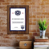 Military or Police Recognition (Navy Blue) Wooden Wall Plaque With Easel Acrylic Stand | Certificates & Achievements Personalized Wall Prints (Plaques)