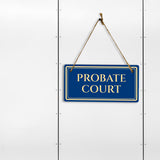 Probate Court 5" x 10" Hanging Wall or Door Sign | Legal and Court House Rustic Twine Signage