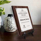 Scholarship Award Certificate (Wooden) Wall Plaque With Easel Acrylic Stand | Certificates & Achievements Personalized Wall Prints (Plaques)