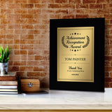 Signs ByLITA Customizable Cursive Font Achievement Black Frame Wooden Plaque | Optional Easel Mount | Recognition Gift for Students, Employees, Special Achievement and Corporate Awards