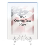 Signs ByLITA Personalized Acrylic Award Plaque with Patriot Faded US Flag Design – Custom Engraved Clear Desk Award, Recognition Gift, Office Decor (Multiple Sizes)