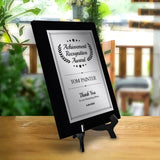 Signs ByLITA Customizable Cursive Font Achievement Black Frame Wooden Plaque | Optional Easel Mount | Recognition Gift for Students, Employees, Special Achievement and Corporate Awards