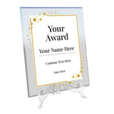 Signs ByLITA Personalized Acrylic Award Plaque with Corner Stars Design – Custom Engraved Clear Desk Award, Recognition Gift, Office Decor (Multiple Sizes)