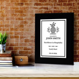 Hospitality Theme Customizable Black Frame Award Plaque | Easel Mount Option | Recognition of Achievement and Service Personalizable Plaques