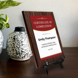 Certificate of Completion (Wooden) Wall Plaque With Easel Acrylic Stand | Certificates & Achievements Personalized Wall Prints (Plaques)