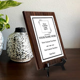Custom Insert Your Logo (Square) Wreath Award Wooden Plaque | Recognition of Achievement and Service Personalizable Plaques