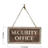 Security Office 5" x 10" Hanging Wall or Door Sign | Legal and Court House Rustic Twine Signage