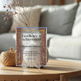 Signs ByLITA Personalized Acrylic Award Plaque with Glitter Borders Design – Custom Engraved Clear Desk Award, Recognition Gift, Office Decor (Multiple Sizes)