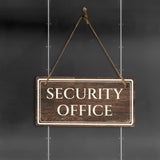 Security Office 5" x 10" Hanging Wall or Door Sign | Legal and Court House Rustic Twine Signage
