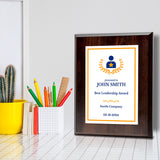 Leadership Customizable Award Plaque | Achievement and Recognition Personalizable Plaques