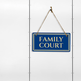 Family Court 5" x 10" Hanging Wall or Door Sign | Legal and Court House Rustic Twine Signage