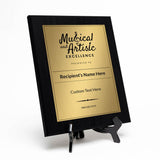 Musical and Artistic Excellence Certificate Custom Award Wall Plaque With Easel Acrylic Stand | Personal Achievement Wall Plaques