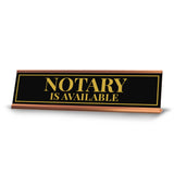 Signs ByLITA Notary Is Available Gold Frame Desk Sign (2x8