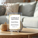 Signs ByLITA Personalized Acrylic Award Plaque with Corner Stars Design – Custom Engraved Clear Desk Award, Recognition Gift, Office Decor (Multiple Sizes)