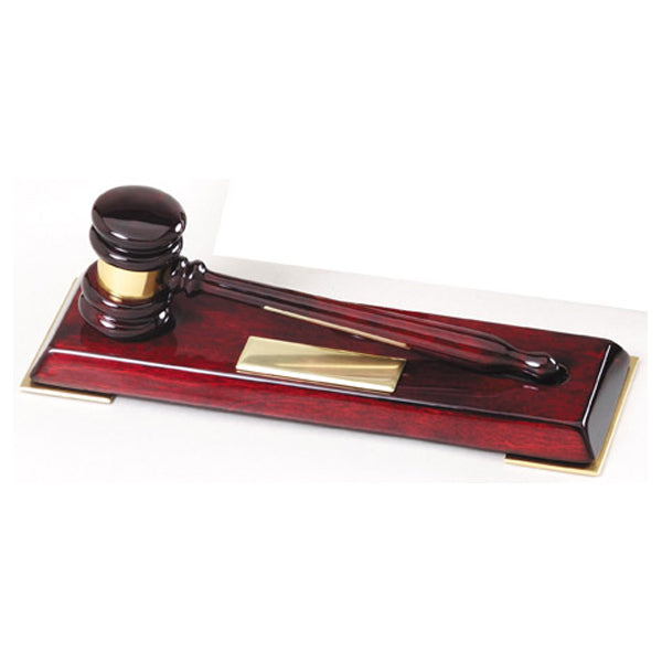 Piano Finish Rosewood Desk Stand - 8" Piano Finish Rosewood Gavel
