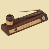 American Walnut Desk Stand - Pen & Clock - American Walnut Gavel