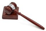 Wooden Gavel and Sound Block for Judge Lawyer Auction (Silver Band)